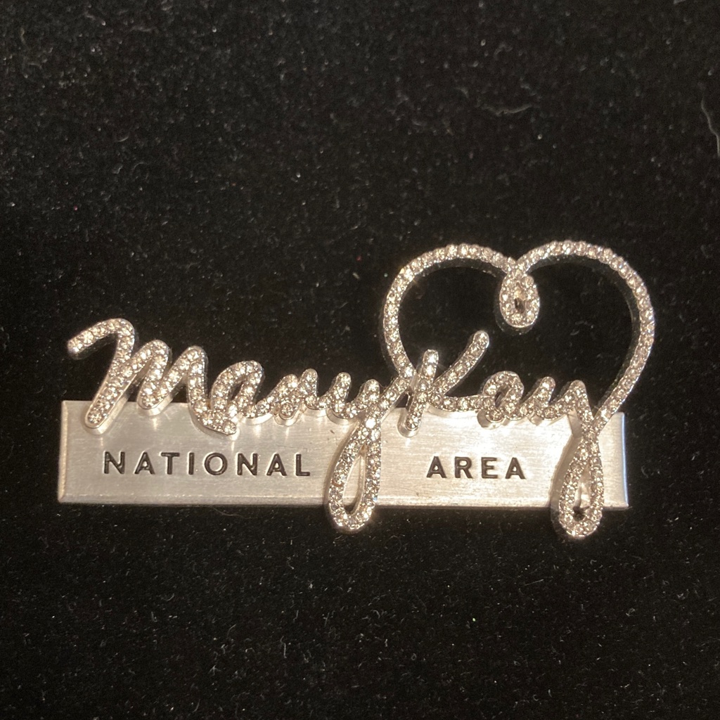 Mary Kay Commemorates Sellers With This Fashion Silvertone Brooch. Clear Stones